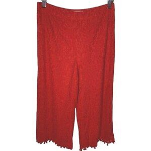 Isla Maude Red Lace Wide Leg Cropped Pants Women’s M High Rise Dressy Casual